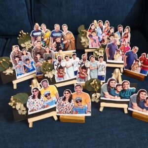 Customized Family Photo Cutouts with Wooden Stand – Personalized Gift